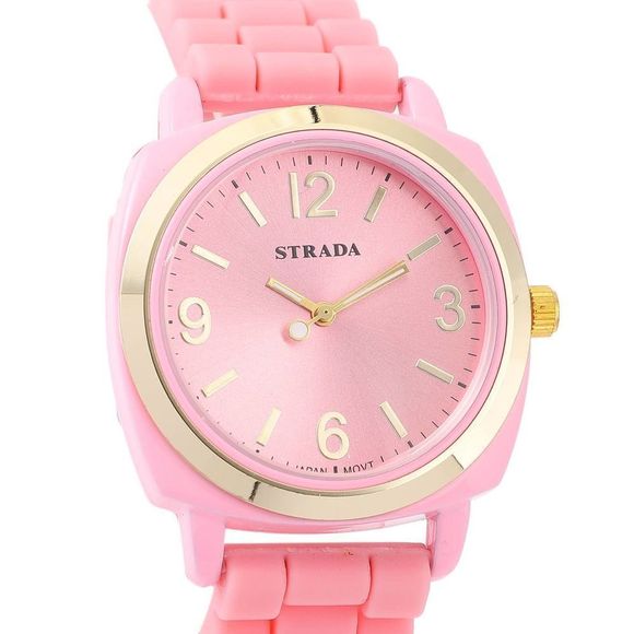 STRADA Watch with Pink Silicone Strap Pink Dial - Picture 4 of 7
